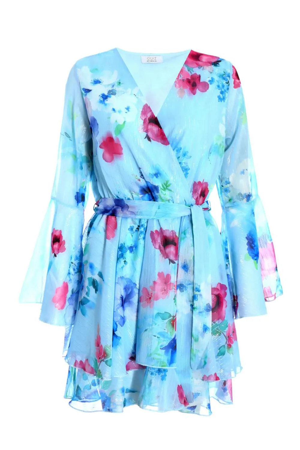Quiz Summer Clothes|Florals>Blue Floral Chiffon Skater Dress