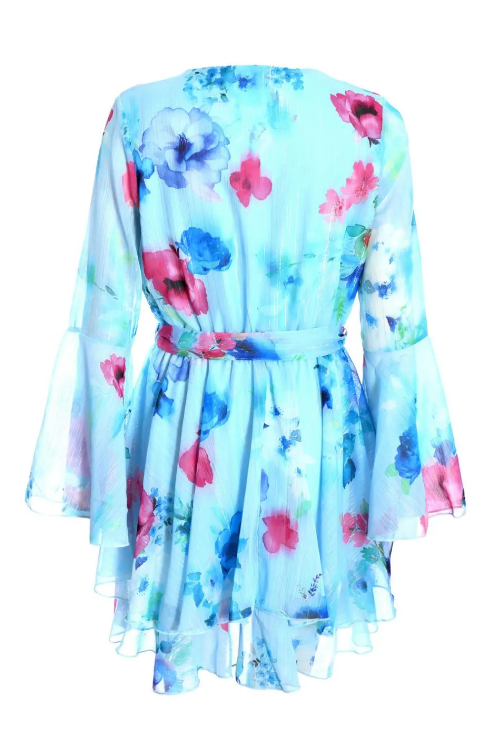 Quiz Summer Clothes|Florals>Blue Floral Chiffon Skater Dress