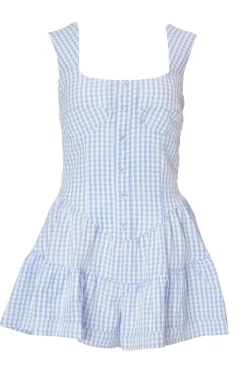 Quiz Playsuits|Summer Clothes>Blue Gingham Playsuit