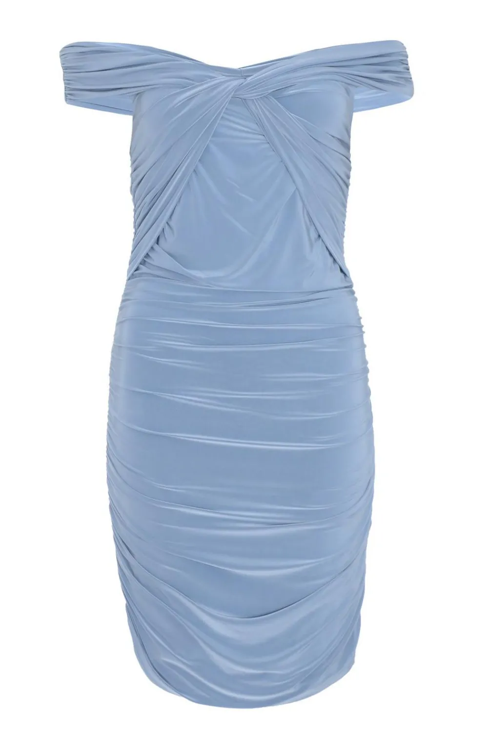 Quiz Mini Dresses|Bodycon Dresses>Blue Knot Front Bardot Bodycon Mini Dress