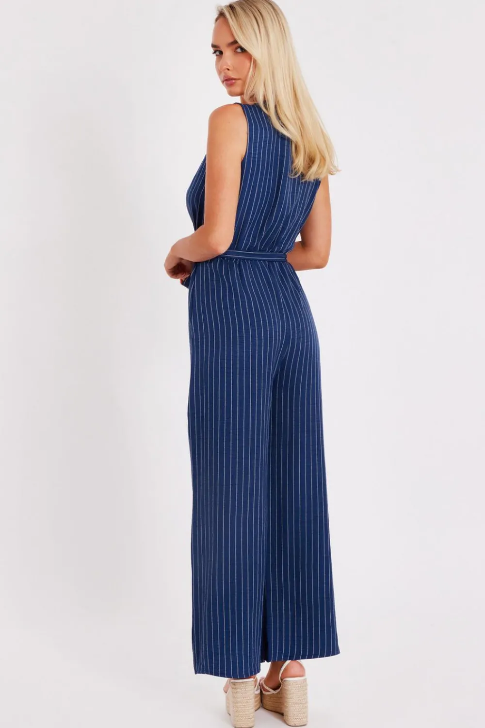 Quiz Summer Clothes|Summer Jumpsuits>Linen Striped Jumpsuit