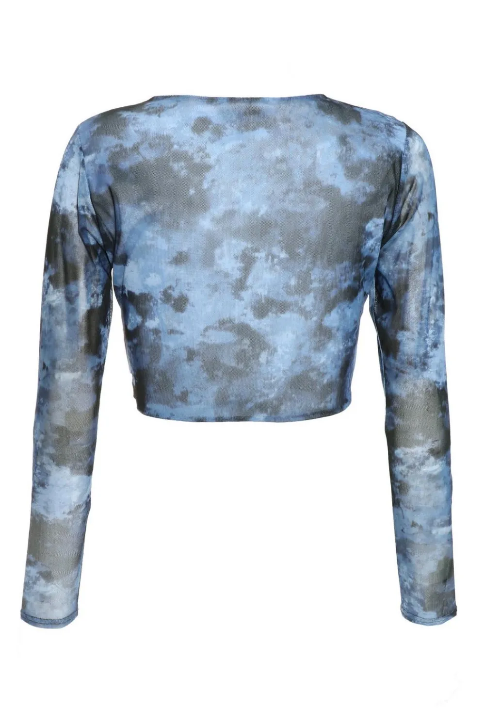 Quiz Going Out Tops|Crop Tops>Blue Marble Print Mesh Crop Top