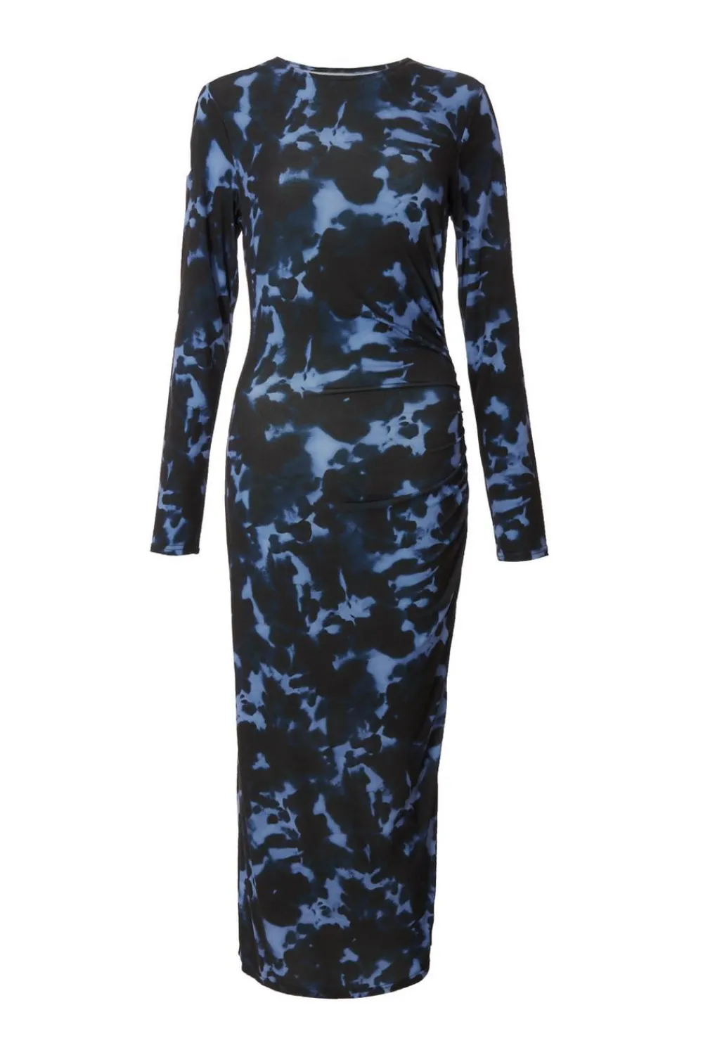 Quiz Modest|Going Out>Blue Marble Ruched Midi Dress