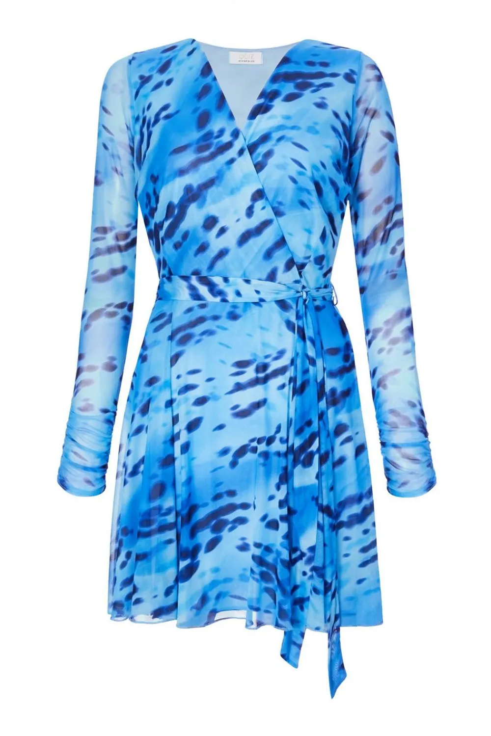 Quiz Summer Clothes|Going Out>Blue Mesh Animal Print Skater Dress
