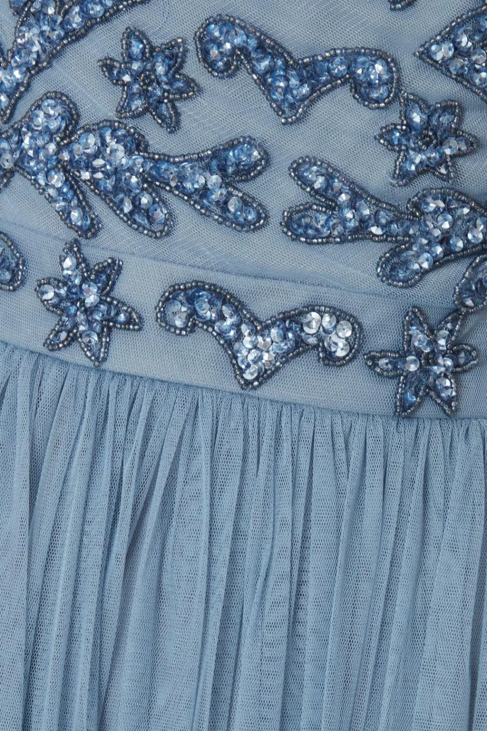 Quiz Prom Dresses|Evening Dresses>Blue Mesh Beaded Maxi Dress