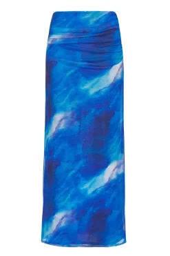 Quiz Summer Clothes|Skirts>Blue Mesh Marble Midaxi Skirt