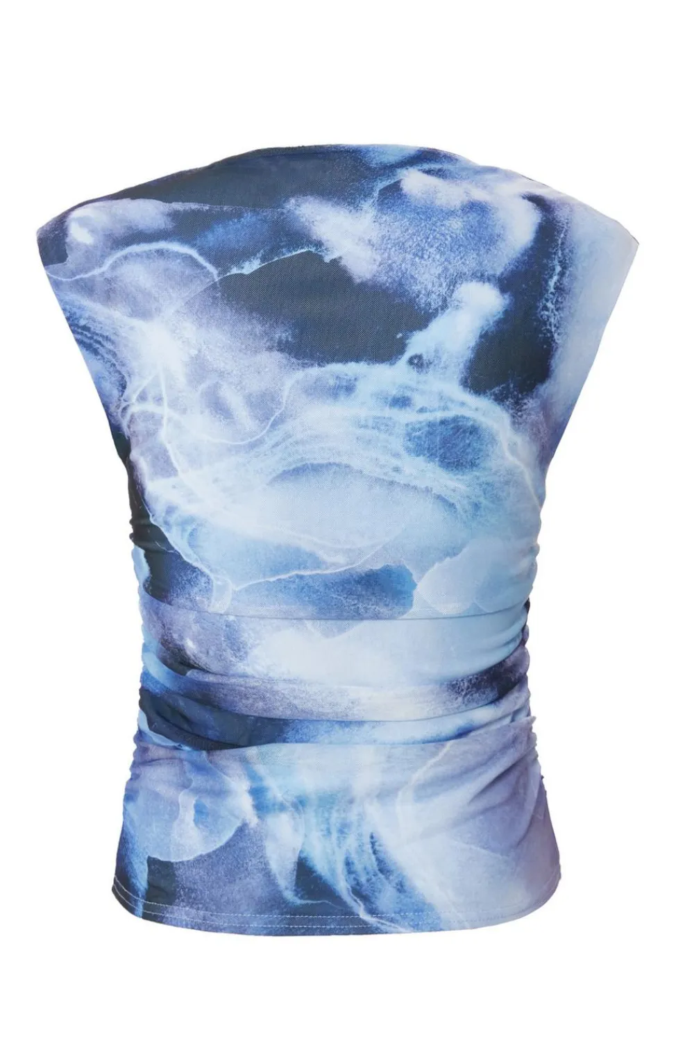 Quiz Going Out Tops|Tops>Blue Mesh Tie Dye Crop Top