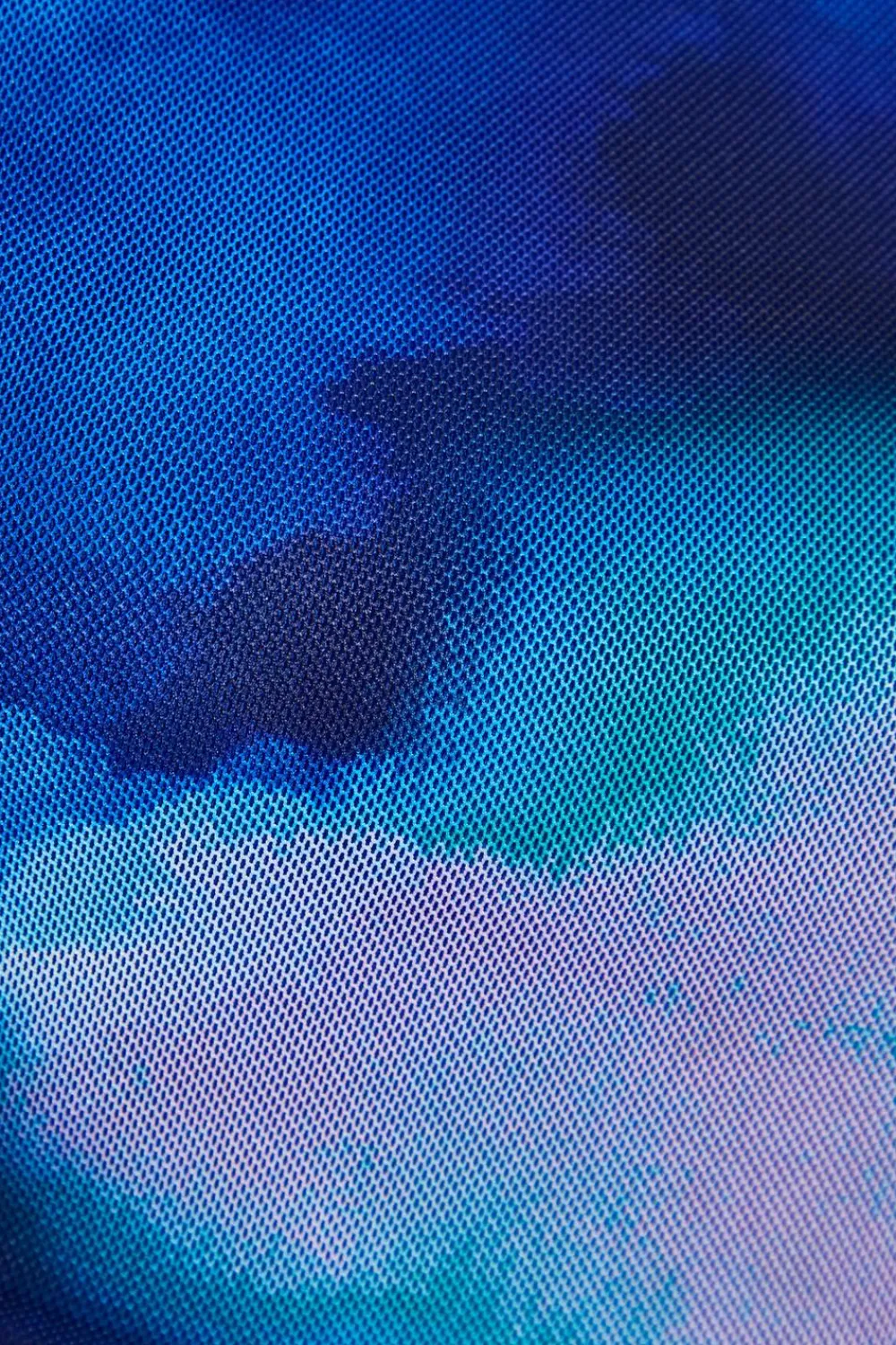 Quiz Summer Tops|Crop Tops>Blue Mesh Tie Dye Print Crop Top