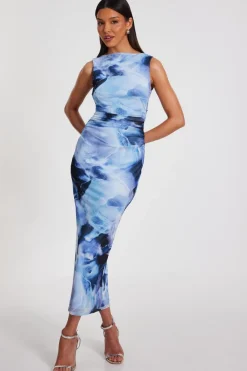 Quiz Holiday|Going Out>Blue Printed Midaxi Dress