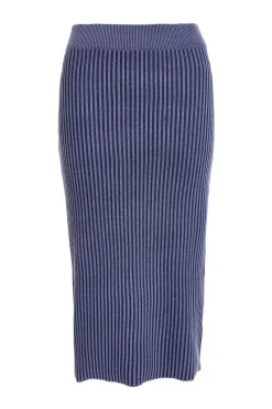 Quiz Skirts|Co-Ords>Blue Ribbed Midi Skirt