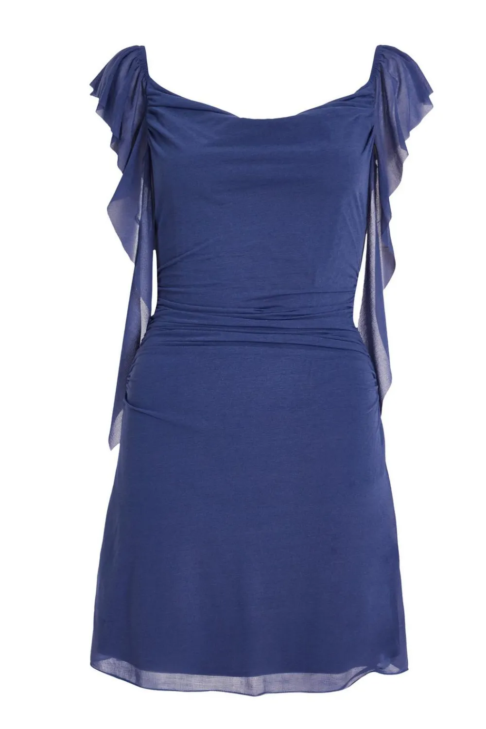 Quiz Going Out|Dresses>Blue Ruffle Sleeve Mini Dress
