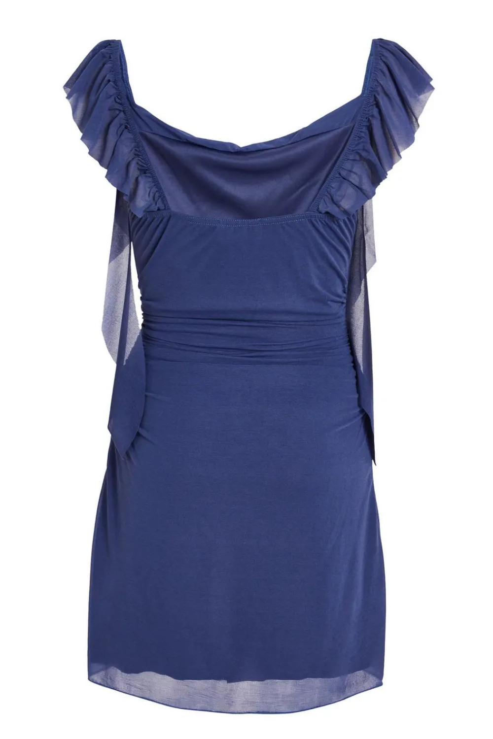 Quiz Going Out|Dresses>Blue Ruffle Sleeve Mini Dress