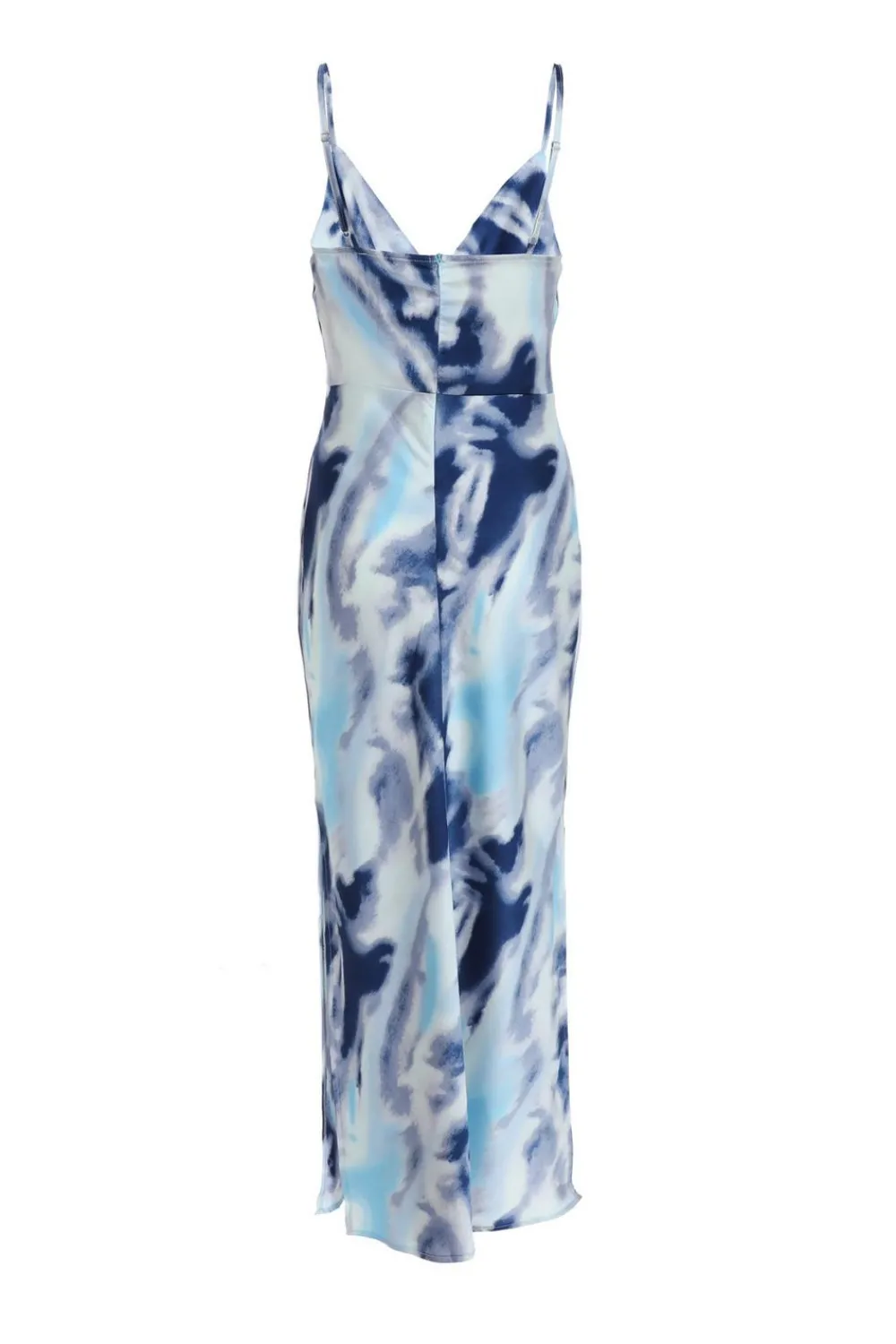 Quiz Wedding Guest Dresses|Summer Dresses>Blue Satin Marble Print Midi Dress