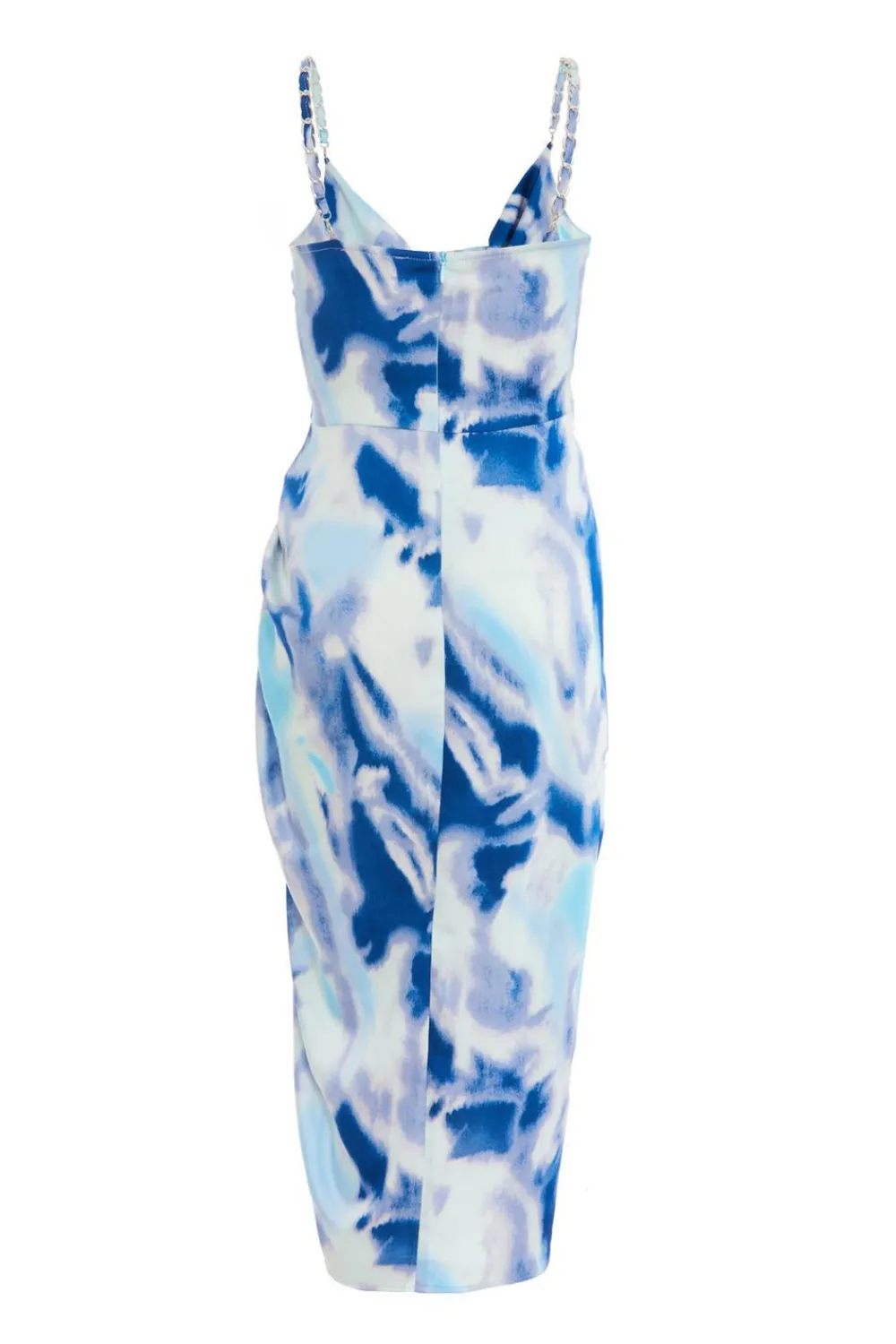 Quiz Holiday|Summer Dresses>Blue Satin Marble Print Ruched Midi Dress