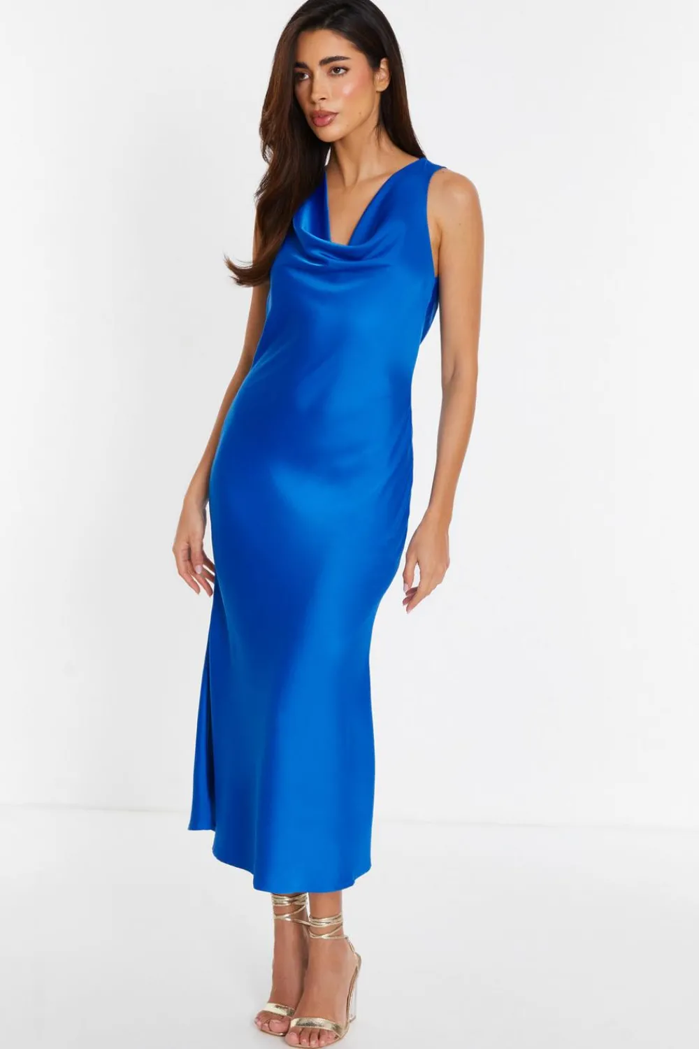Quiz Summer Clothes|Holiday>Blue Satin Slip Midi Dress