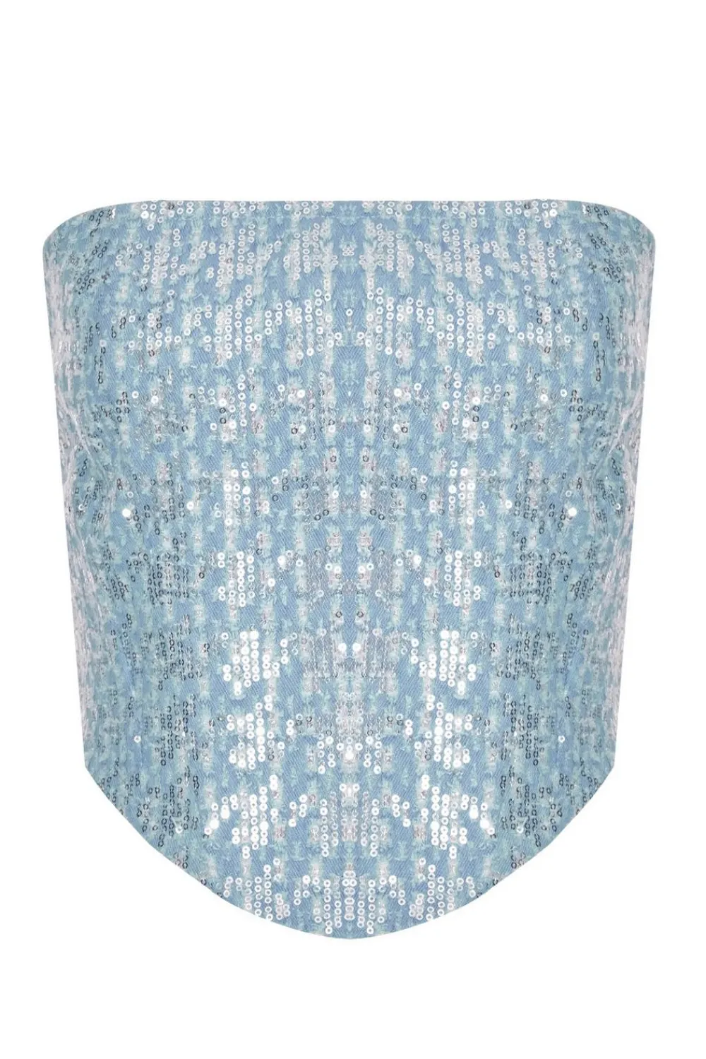 Quiz Summer Tops|Going Out Tops>Blue Sequin Denim Bandeau Top