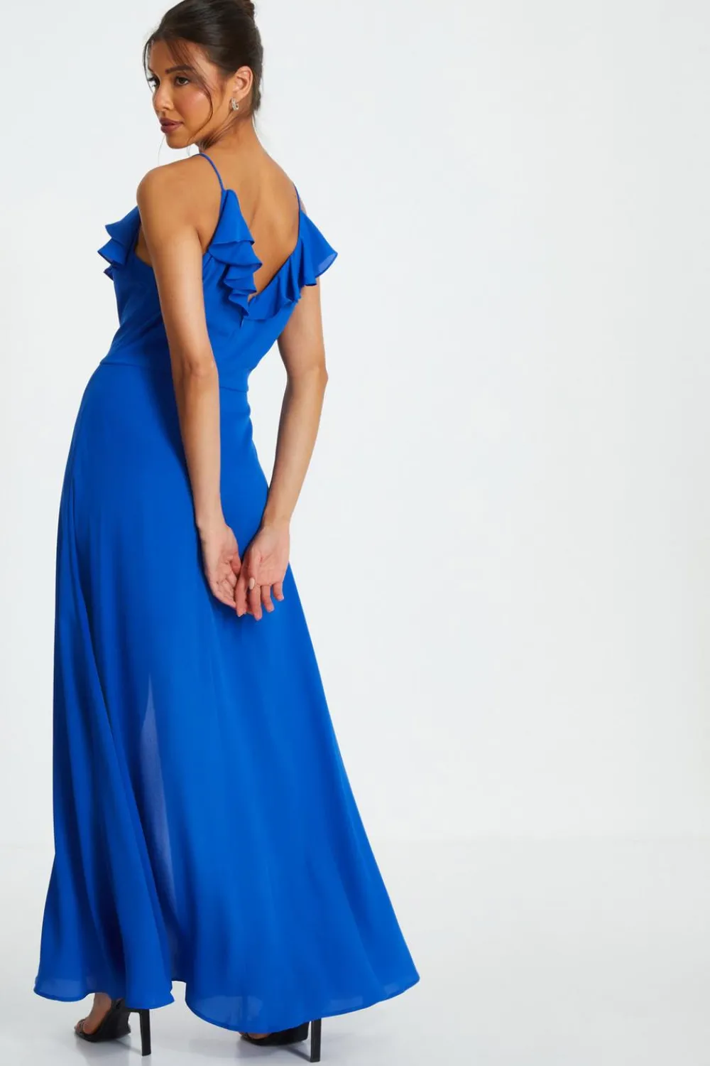 Quiz Evening Dresses|Summer Clothes>Strappy Ruffle Chiffon Maxi Dress
