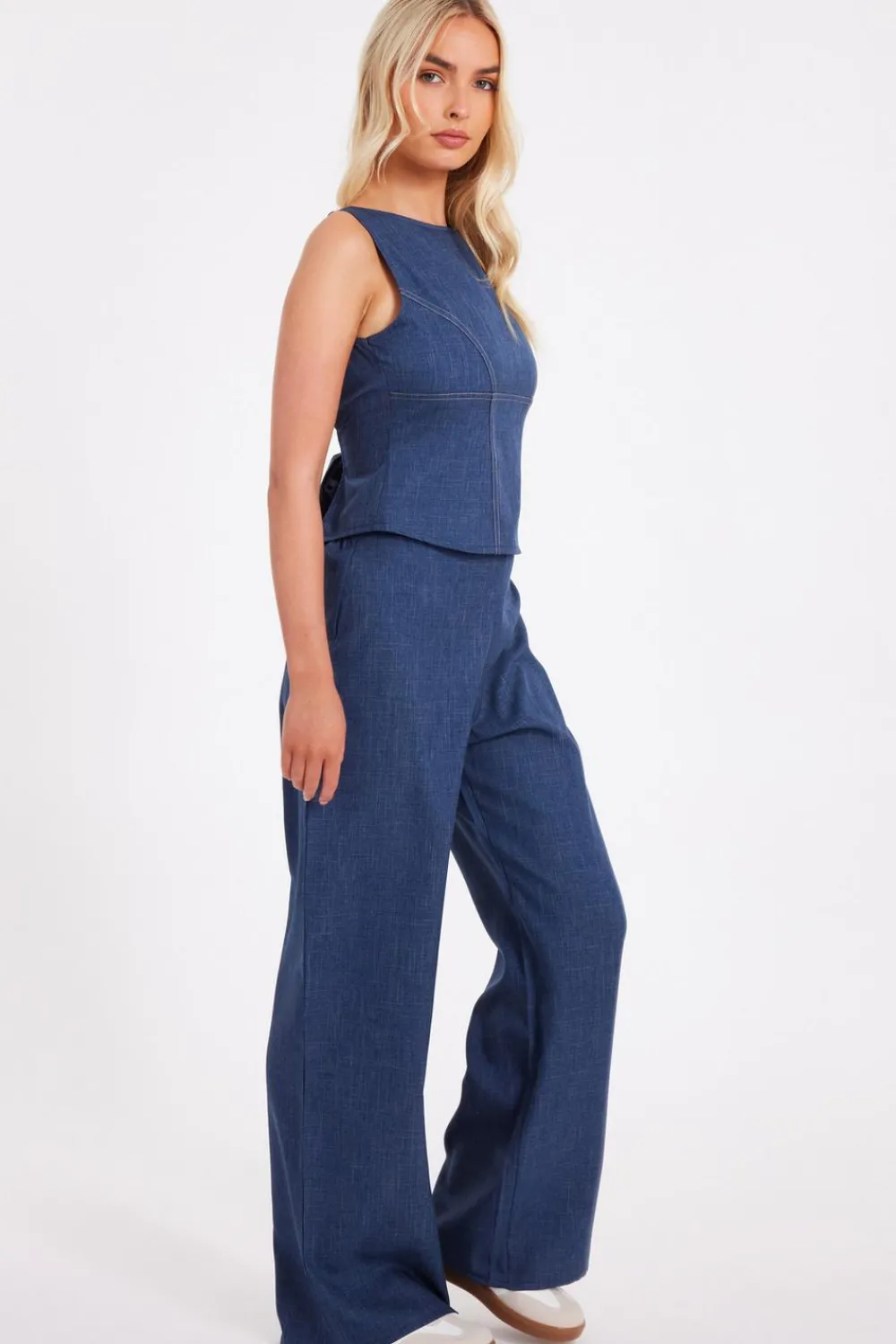 Quiz Trousers|Going Out>Blue Wide Leg Trousers