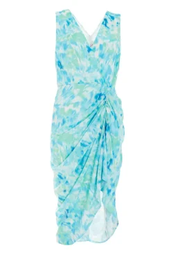 Quiz Day At The Races|Christening Guest>Blue Wrap Ruched Midi Dress