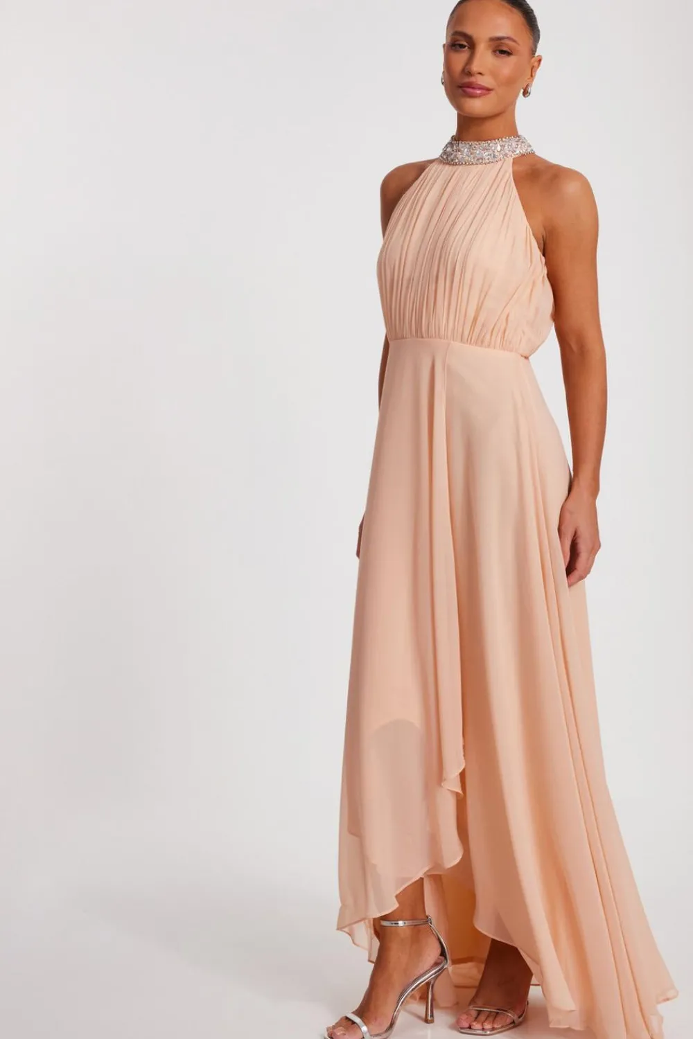 Quiz Prom Dresses|Prom & Ball>Blush Chiffon High Neck Maxi Dress