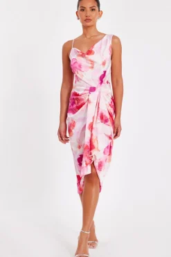 Quiz Day At The Races|Christening Guest>Blush Floral Print Midi Dress