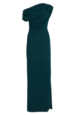 Quiz Evening Dresses|Dresses>Bottle Green Asymmetric Maxi Dress
