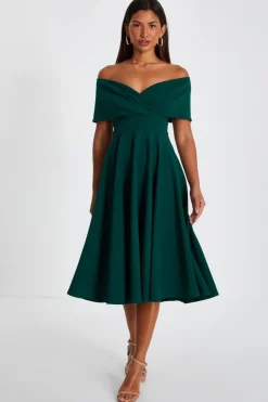 Quiz Wedding Guest Dresses|Midi Dresses>Bardot Skater Midi Dress