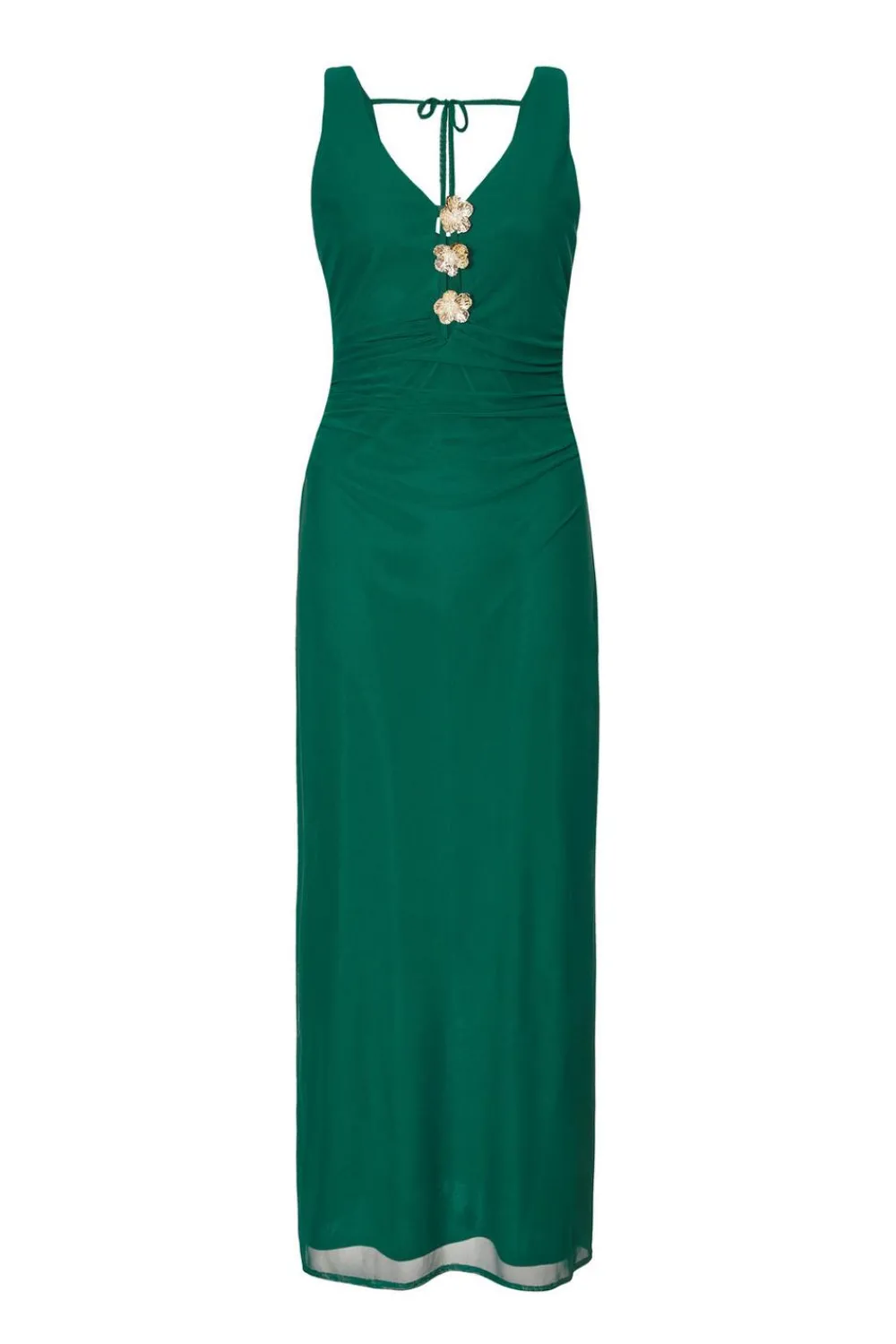 Quiz Day At The Races|Christening Guest>Bottle Green Flower Detail Midaxi Dress
