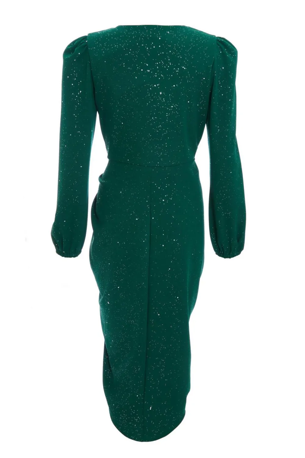 Quiz Christening Guest|Modest>Bottle Green Glitter Midi Dress
