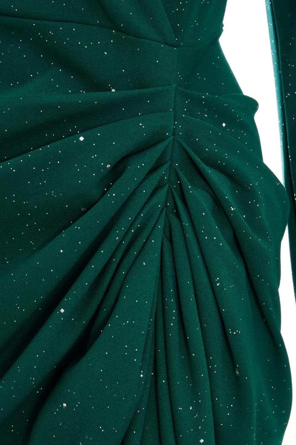 Quiz Christening Guest|Modest>Bottle Green Glitter Midi Dress