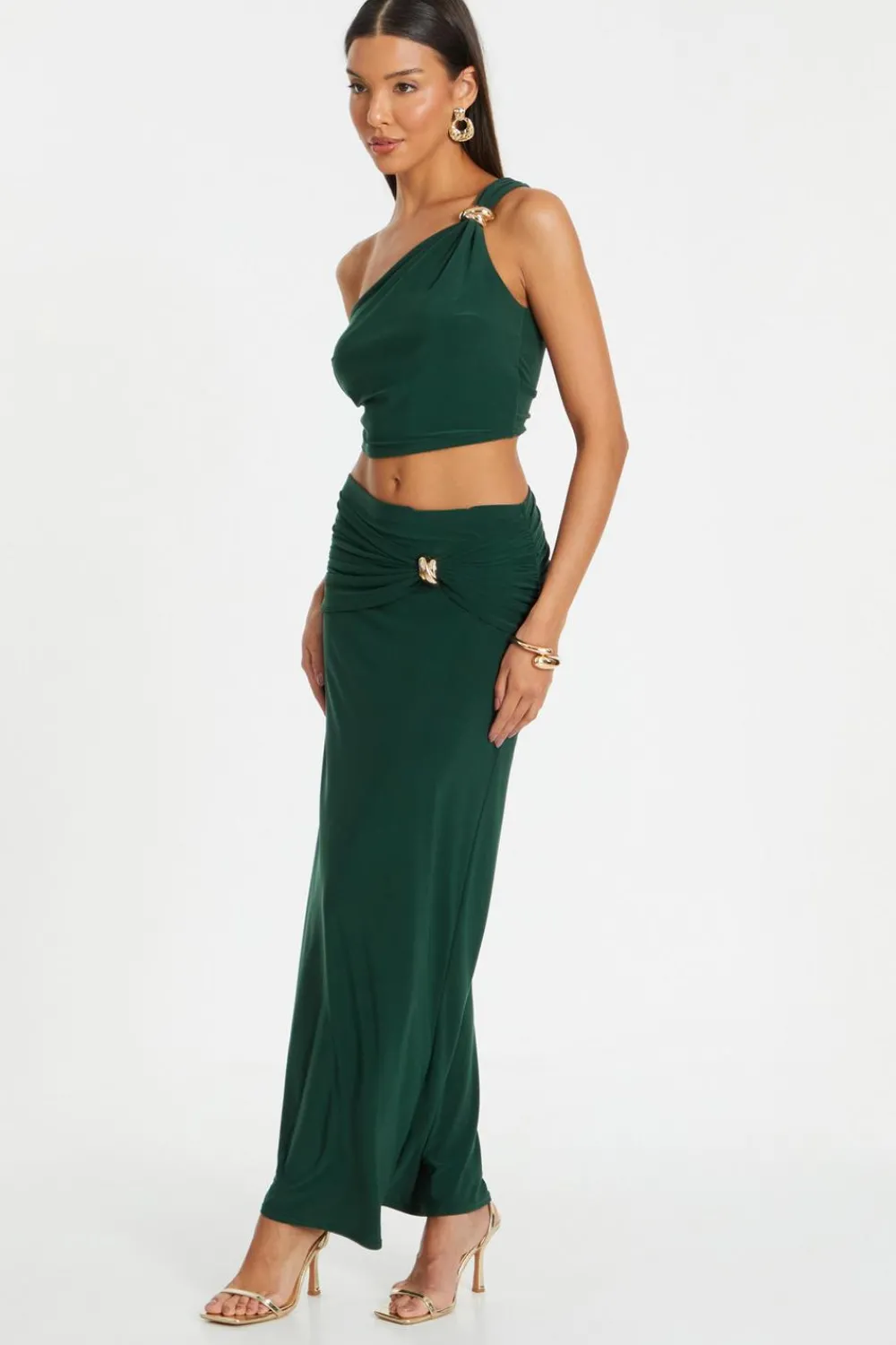 Quiz Going Out Tops|Crop Tops>Bottle One Shoulder Crop Top