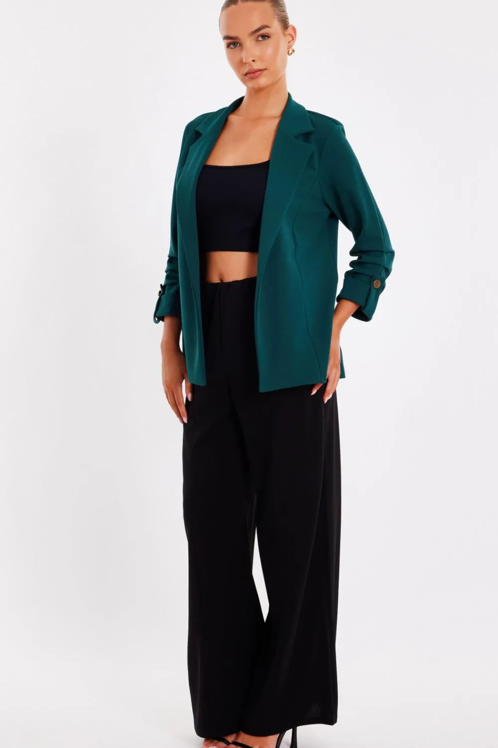 Quiz Workwear|Jackets & Coats>Ruched Sleeve Blazer
