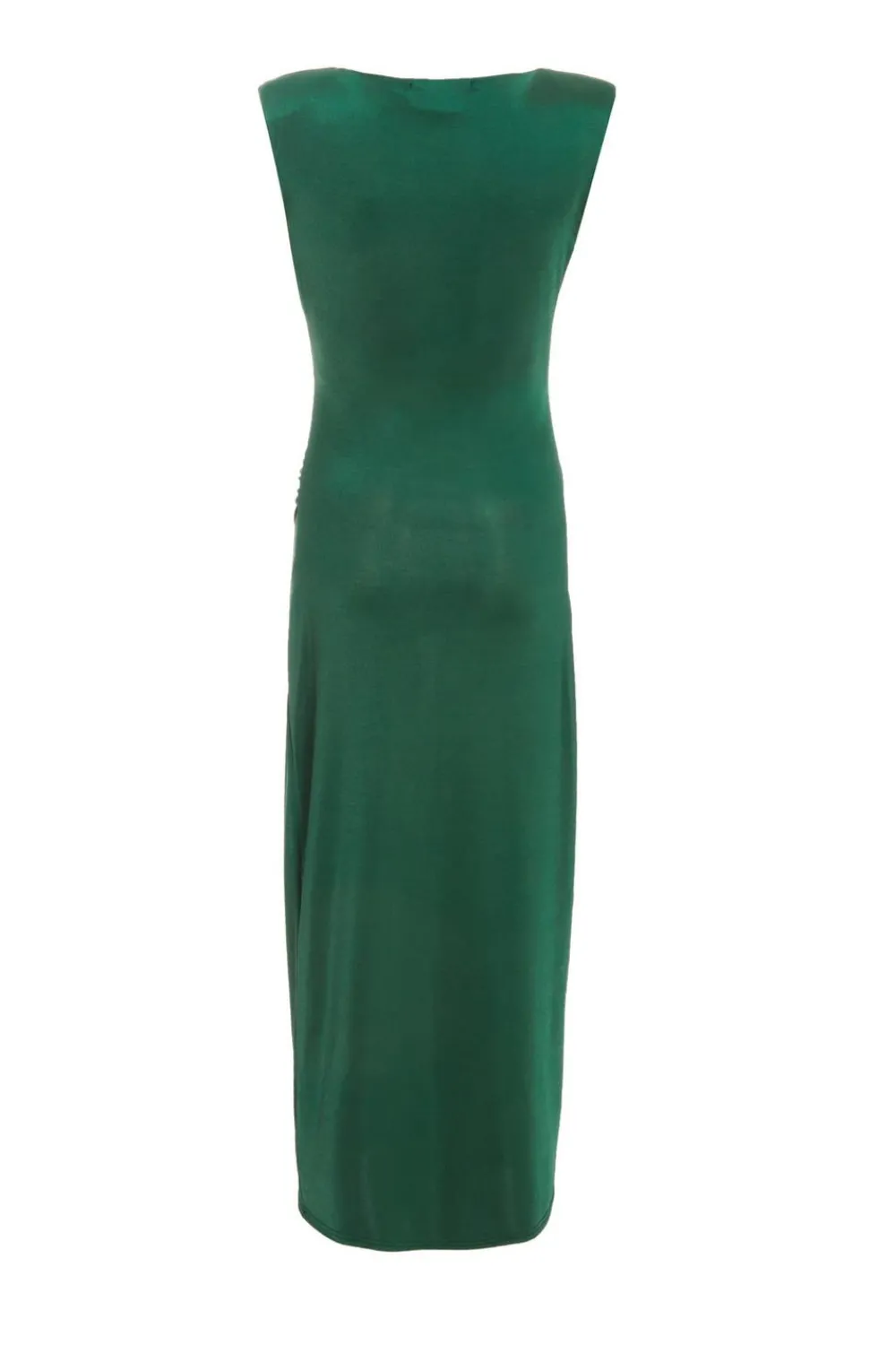 Quiz Midi Dresses|Maxi Dresses>Bottle Green Shoulder Pad Midaxi Dress