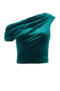 Quiz Crop Tops|Tops>Velvet Asymmetric top