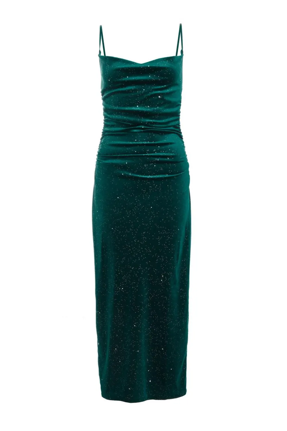 Quiz Evening Dresses|Wedding Guest Dresses>Bottle Green Velvet Glitter Midaxi Dress