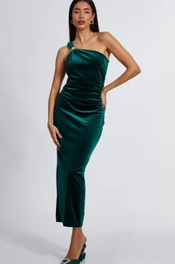 Quiz Evening Dresses|Occasion Dresses>Velvet One Shoulder Midaxi Dress