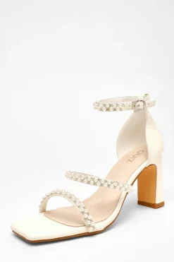 Quiz Shoe & Bag Sets|Occasion Shoes>Bridal Faux Leather Pearl Strap Heels