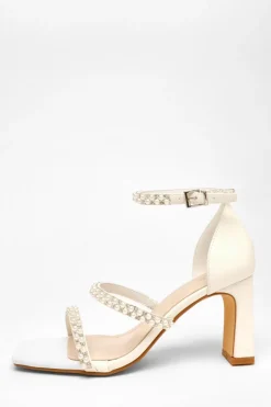 Quiz Shoe & Bag Sets|Occasion Shoes>Bridal Faux Leather Pearl Strap Heels