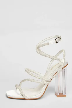 Quiz Sandals|Occasion Shoes>Bridal White Clear Heel Sandal