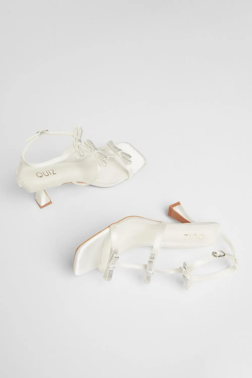 Quiz Heels|Bridal Shoes>Bridal White Diamante Bow Heels