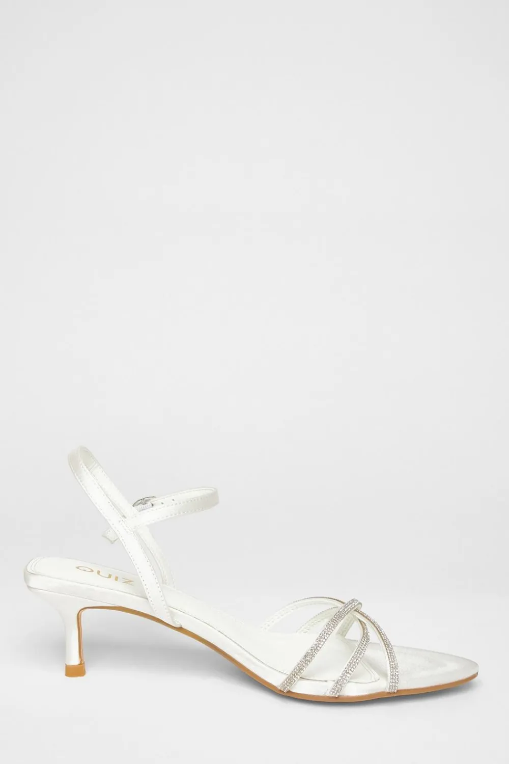 Quiz Occasion Shoes|Heels>Bridal White Diamante Cross Strap Heels