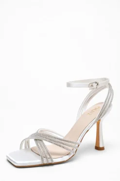 Quiz Shoe & Bag Sets|Heels>Bridal White Diamante Heeled Sandals
