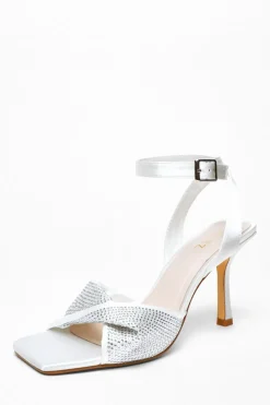 Quiz Sandals|Occasion Shoes>Bridal Diamante Twist Heeled Sandals