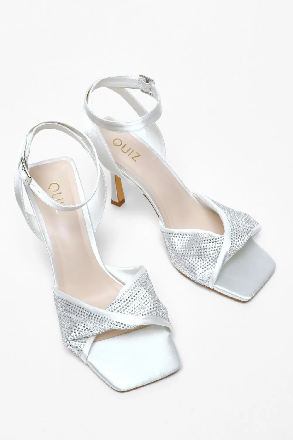 Quiz Sandals|Occasion Shoes>Bridal Diamante Twist Heeled Sandals