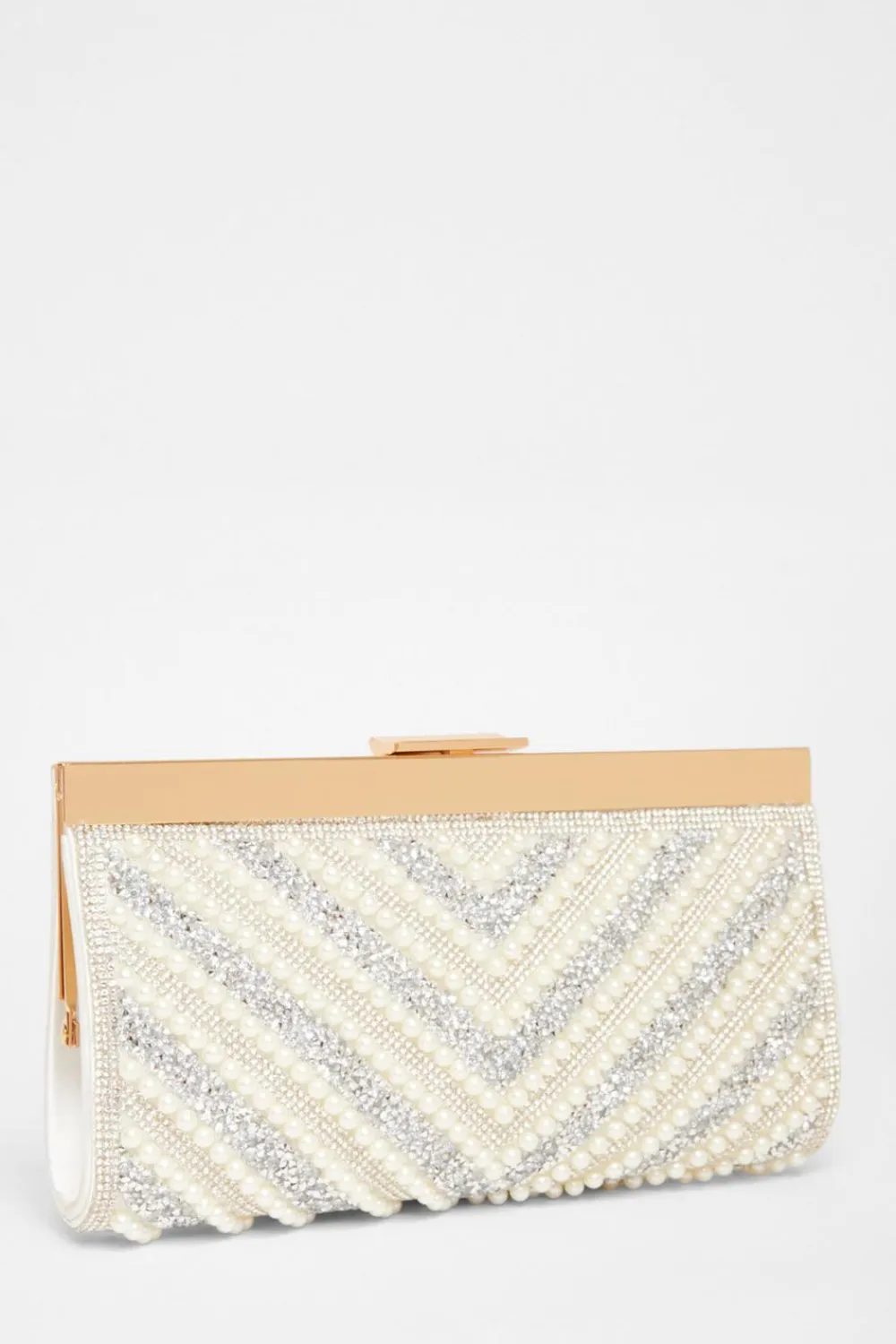 Quiz Wedding Accessories|Bride To Be>Bridal White Embellished Clutch Bag