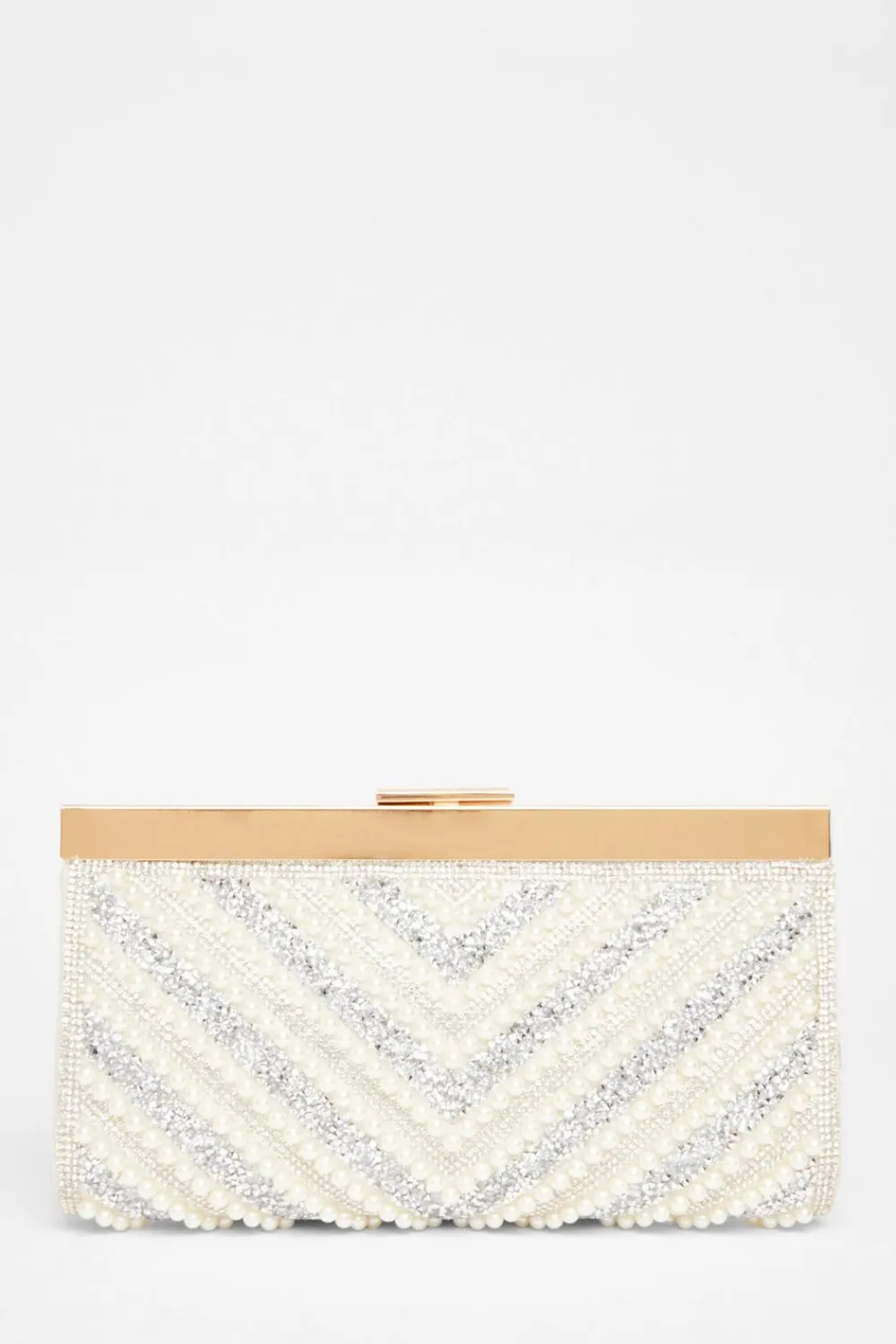 Quiz Wedding Accessories|Bride To Be>Bridal White Embellished Clutch Bag
