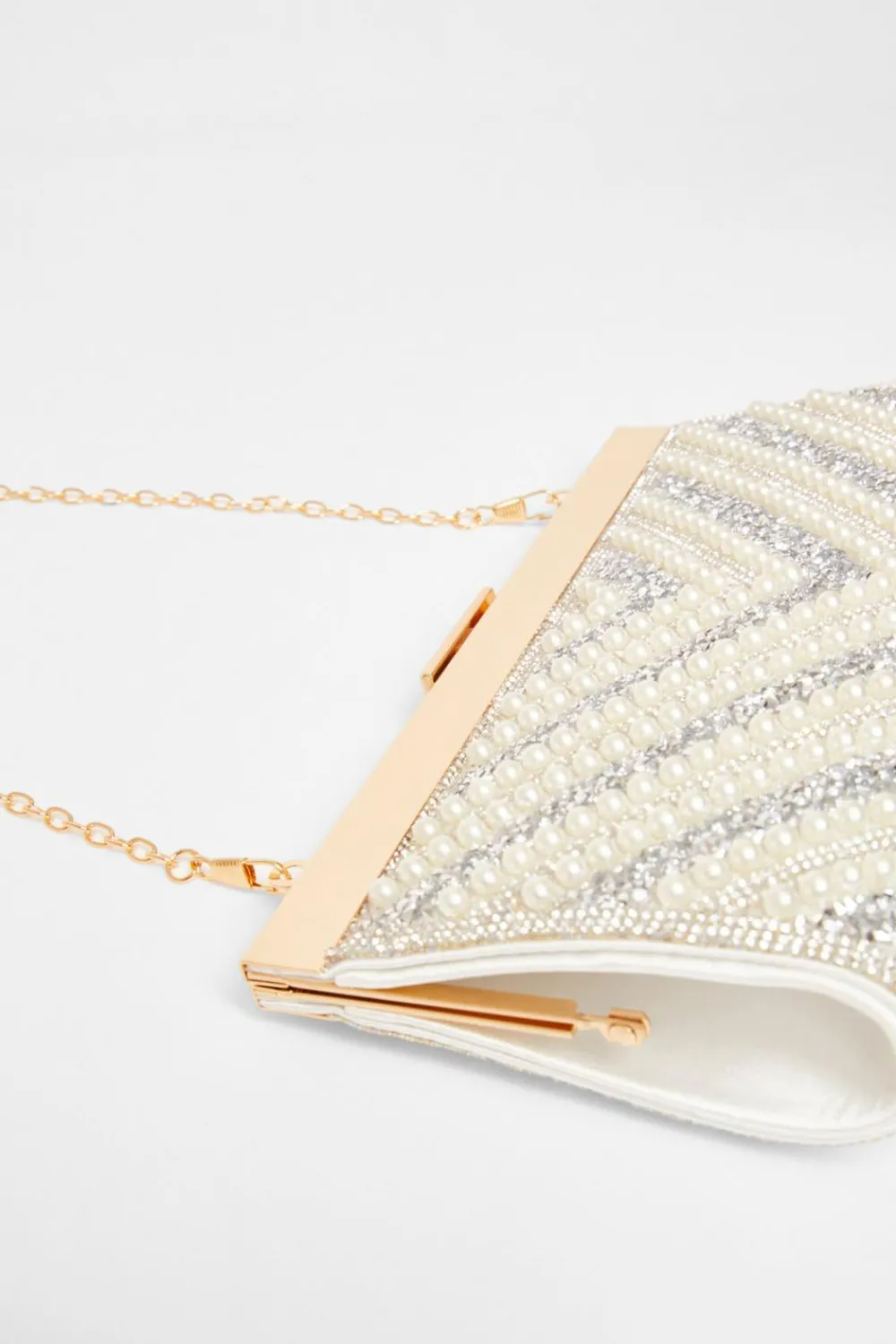 Quiz Wedding Accessories|Bride To Be>Bridal White Embellished Clutch Bag