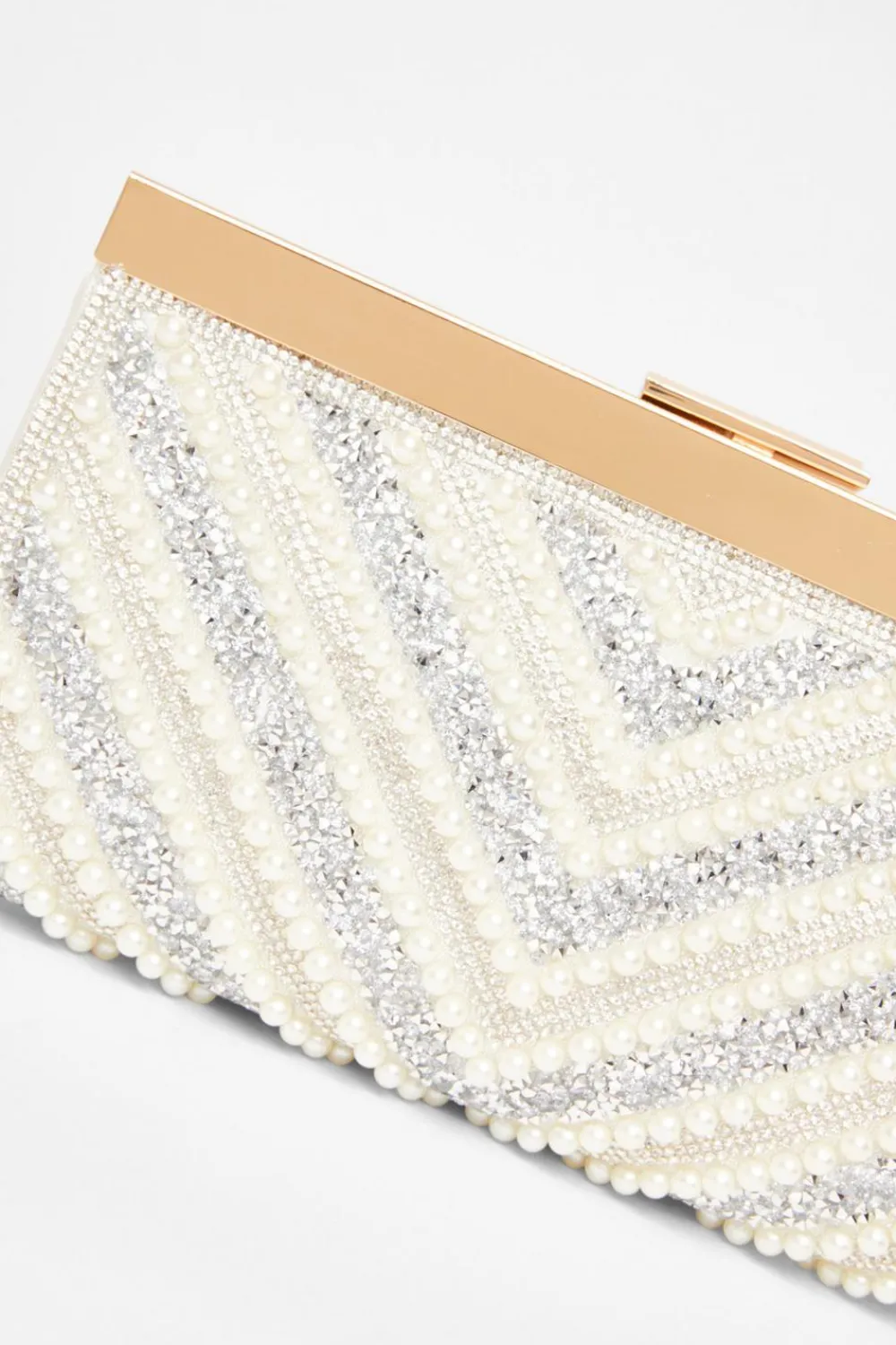 Quiz Wedding Accessories|Bride To Be>Bridal White Embellished Clutch Bag