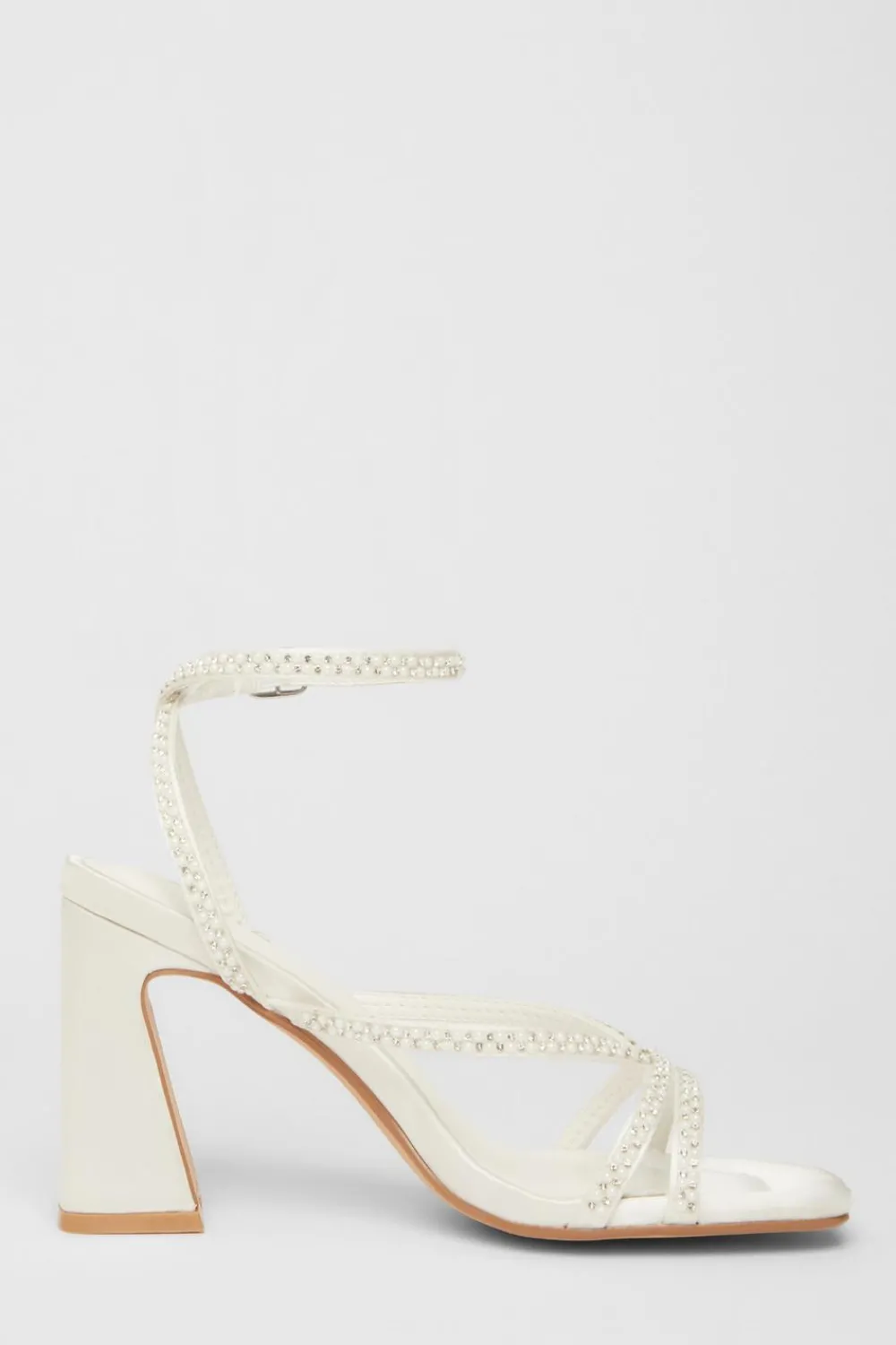 Quiz Occasion Shoes|Heels>Bridal White Embellished Block Heels