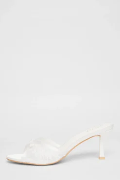 Quiz Occasion Shoes|Heels>Bridal White Lace Mule Heels